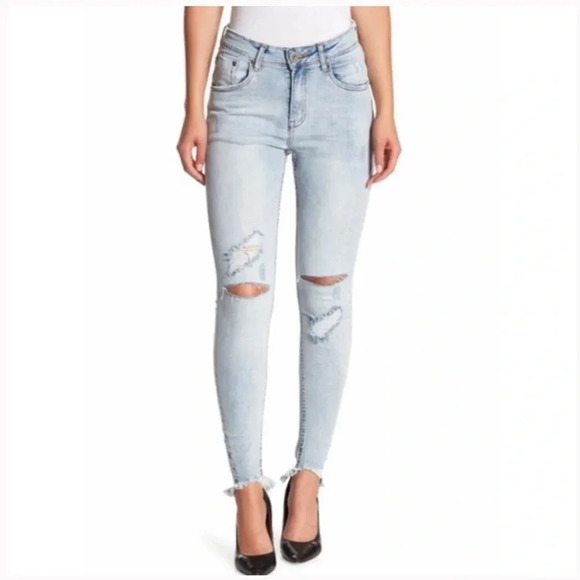 One Teaspoon SPRAY ONS Hell-cat High Waist Skinny Jeans Distressed Size 26 - Picture 1 of 11